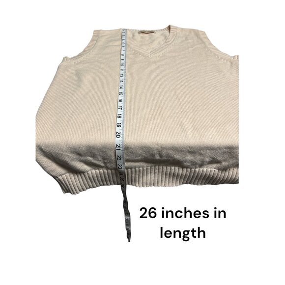 Campure Beige Knit Sleeveless Sweater Vest V-Neck 100% Cotton Made In Ch - Picture 8 of 8